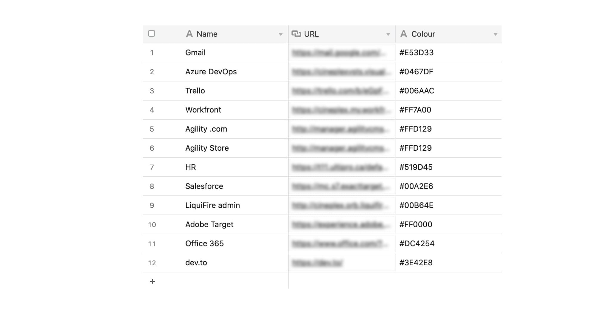 a simple Airtable document